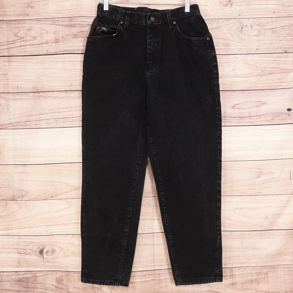 Vintage Lee Jeans Womens 12 S Black Charcoal Wash High Rise Made USA 28x28